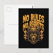 Carte Postale Pas de règlement Pas de Regrets - Wolf Biker Graph (Devant / Derrière)
