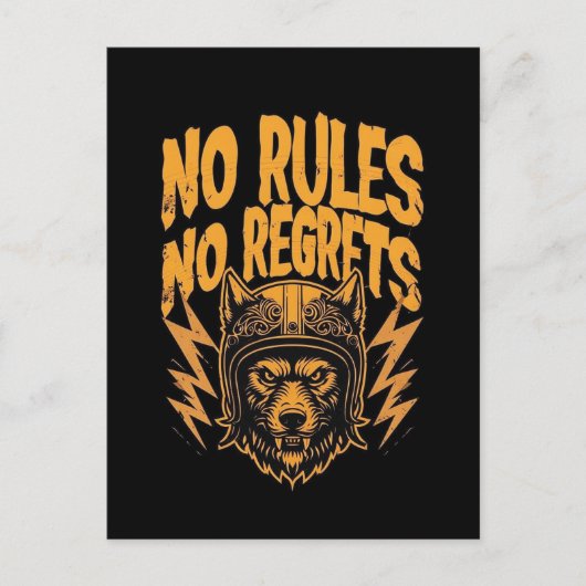 Carte Postale Pas de règlement Pas de Regrets - Wolf Biker Graph (Devant)