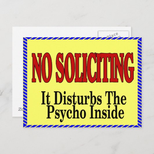 Carte Postale Pas de sollicitation, Psycho à l'intérieur (Devant / Derrière)