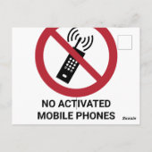 Carte Postale Pas de téléphones mobiles activés, panneau d'inter (Dos)
