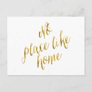 Carte Postale Pas d'endroit comme Accueil Citation Faux Gold Foi