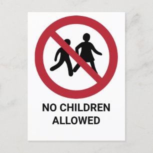 Carte Postale Pas d'enfants admis, signe d'interdiction
