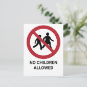 Carte Postale Pas d'enfants admis, signe d'interdiction (Debout devant)