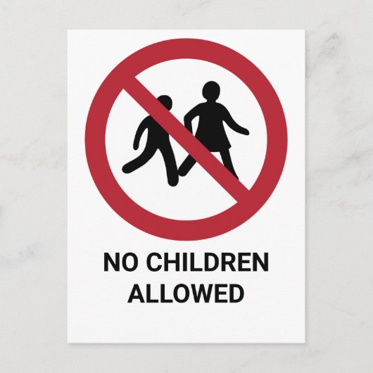 Carte Postale Pas d'enfants admis, signe d'interdiction (Devant)