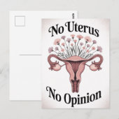 Carte Postale Pas d'Uterus Pas d'avis (Devant / Derrière)