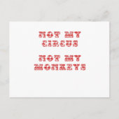 Carte Postale Pas mon cirque Pas mes singes (Devant)