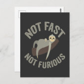 Carte Postale Pas rapide pas furieux paresseux drôle slogan anim (Devant / Derrière)