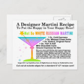Carte postale pas si blanche Russe Martini Recette (Devant / Derrière)