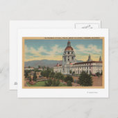 Carte Postale Pasadena, CA - vue de ville hôtel et public Librar (Devant / Derrière)