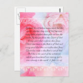 Carte Postale Passage de la Bible, roses roses sur bleu (Devant / Derrière)