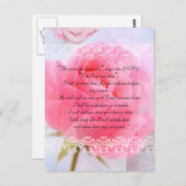 Carte Postale Passage de la Bible, roses roses sur bleu (Devant / Derrière)