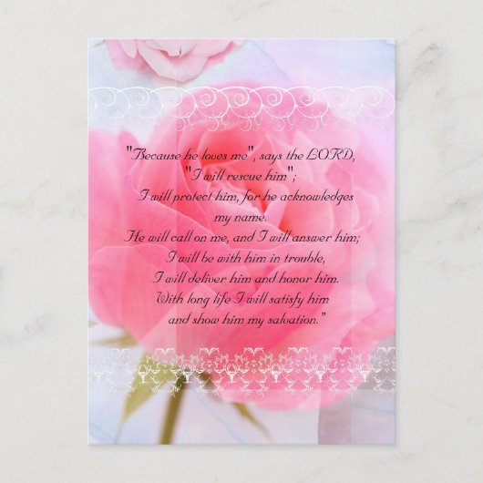 Carte Postale Passage de la Bible, roses roses sur bleu (Devant)