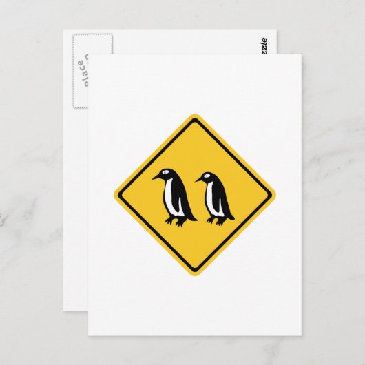 Carte Postale Passage de manchots, Panneau de signalisation, Nou (Devant / Derrière)