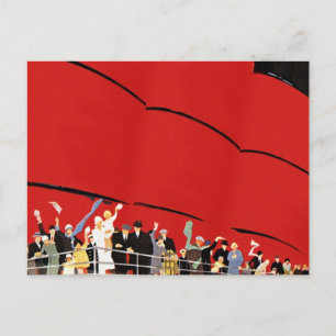 Carte Postale Passagers de bateaux de croisière vintages saluant