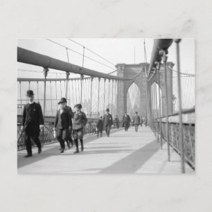 Carte Postale Passants du pont de Brooklyn, 1909