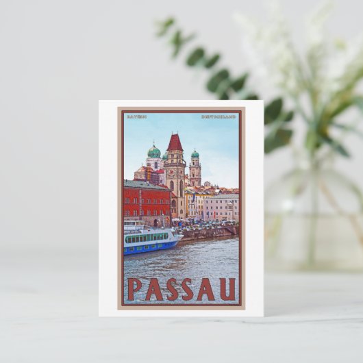 Carte Postale Passau - Donau Waterfront (Debout devant)