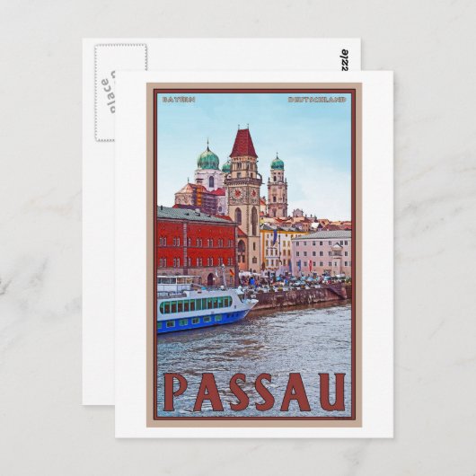Carte Postale Passau - Donau Waterfront (Devant / Derrière)