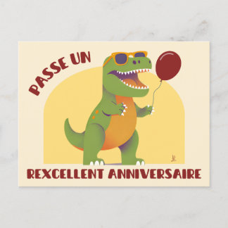 Carte Postale Passe un rexcellent anniversaire - dinosaure drôle