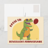 Carte Postale Passe un rexcellent anniversaire - dinosaure drôle (Devant / Derrière)