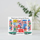 Carte Postale Passé votre test de conduite ~ Félicitations! (Debout devant)