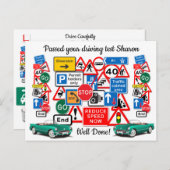Carte Postale Passé votre test de conduite ~ Félicitations! (Devant / Derrière)