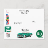 Carte Postale Passé votre test de conduite ~ Félicitations! (Dos)