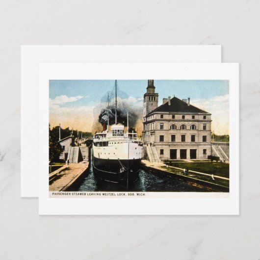 Carte Postale Passenger Steamer Juanita Quitter Weitzel Lock (Devant / Derrière)