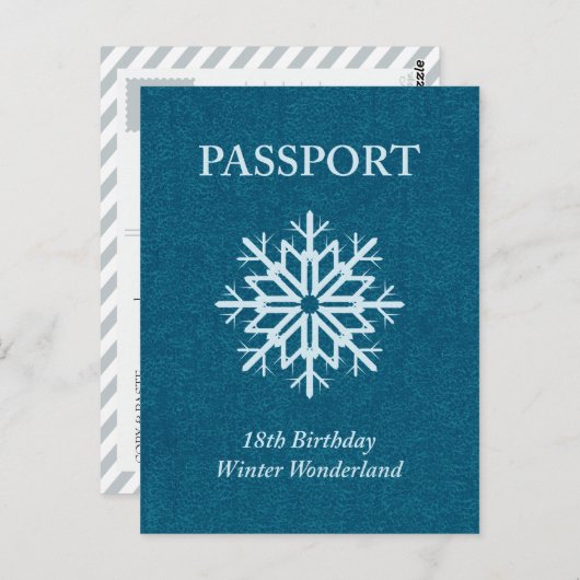 Carte Postale passeport d'hiver merveilleux 18e anniversaire (Devant / Derrière)