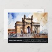 Carte Postale Passerelle de l'Inde Mumbai (Devant / Derrière)