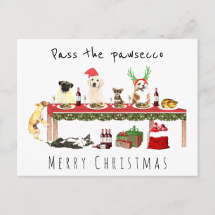 Carte Postale Passez le pawsecco ivres chiens de noël dîner