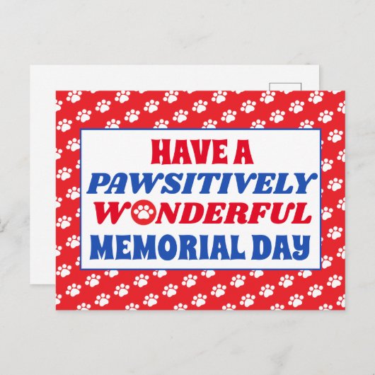 Carte Postale Passez un Memorial Day absolument merveilleux avec (Devant / Derrière)