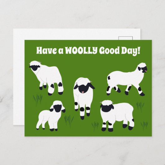 Carte Postale Passez une JOURNÉE LAINEUSE Valais Blacknose Sheep (Devant / Derrière)