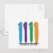 Carte Postale Passionné Pour Les Stylos (Devant / Derrière)