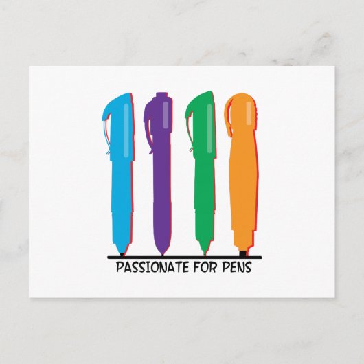 Carte Postale Passionné Pour Les Stylos (Devant)