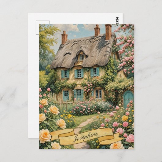 Carte Postale Pastel Anglais gîte dans la campagne (Devant / Derrière)