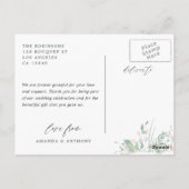 Carte Postale Pastel Blush Merci photo Mariage (Dos)