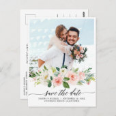 Carte Postale Pastel Blush Pretty Rose Botanical Enregistrer la (Devant / Derrière)