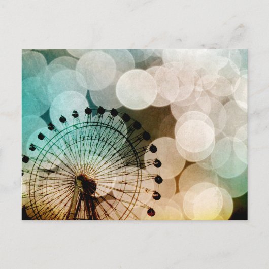 Carte Postale Pastel bokeh blue ferris wheel Carnaval (Devant)