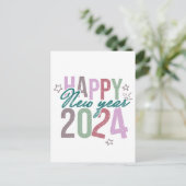 Carte Postale Pastel Bonne Année 2024 (Debout devant)