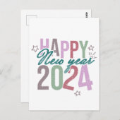 Carte Postale Pastel Bonne Année 2024 (Devant / Derrière)