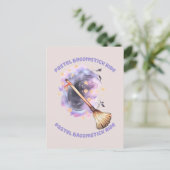 Carte Postale Pastel Broomstick Ride - Whimsical Witch Broom (Debout devant)