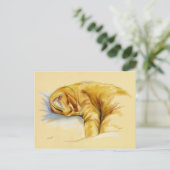 Carte Postale Pastel Chat - Pose Relaxante Tabby Orange (Debout devant)