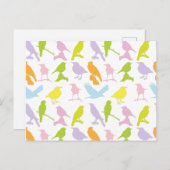 Carte Postale Pastel Coloured Variété d'oiseaux Motif (Devant / Derrière)