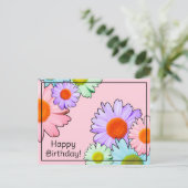 Carte Postale Pastel Daisies Joyeux Anniversaire (Debout devant)
