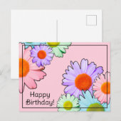 Carte Postale Pastel Daisies Joyeux Anniversaire (Devant / Derrière)
