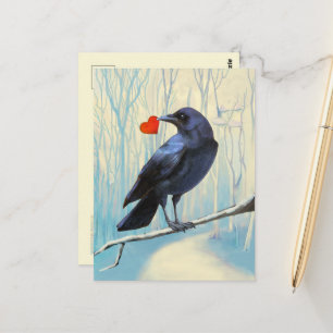 Carte postale pastel de l'amour des corbeaux