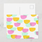 Carte Postale Pastel de pastèque à l'aquarelle rose vert jaune   (Devant / Derrière)