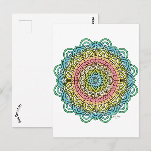 Carte Postale Pastel Defleur Mandala (Devant / Derrière)