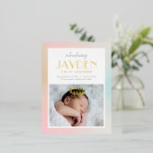 Carte postale Pastel Delight Foil Faire-part de na (Debout devant)