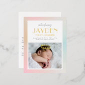 Carte postale Pastel Delight Foil Faire-part de na (Recto/Verso)